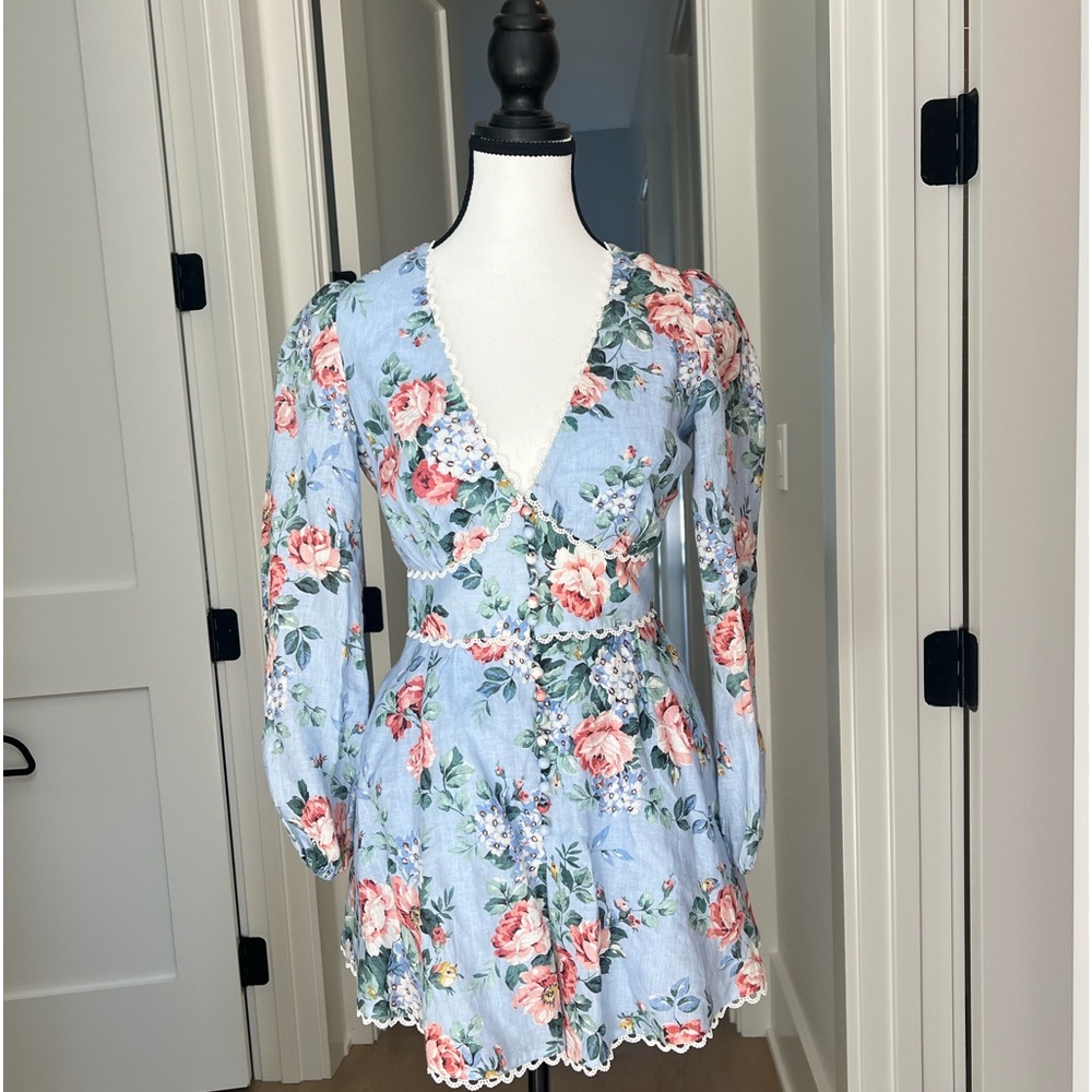 Zimmermann Romper - Blue - Floral - Size 0